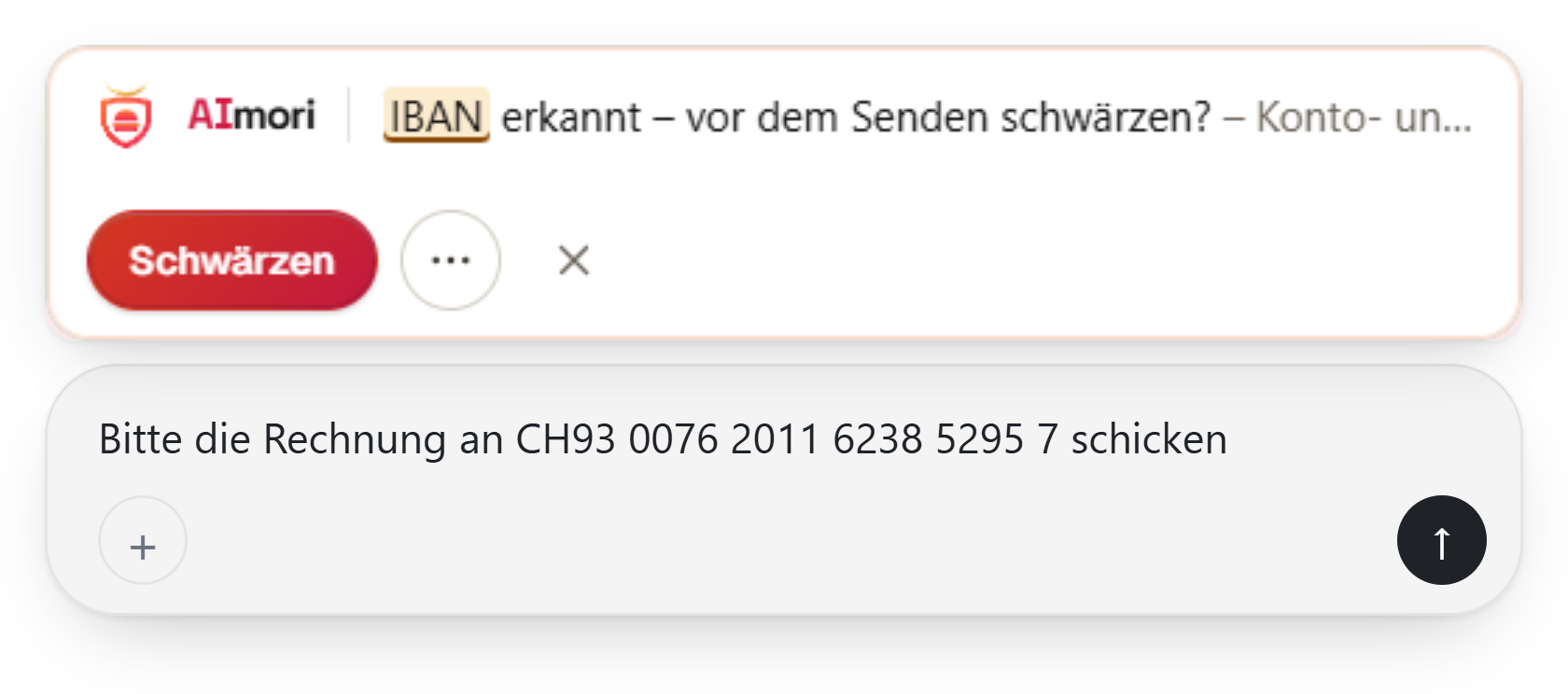 Warnleiste über dem Eingabefeld