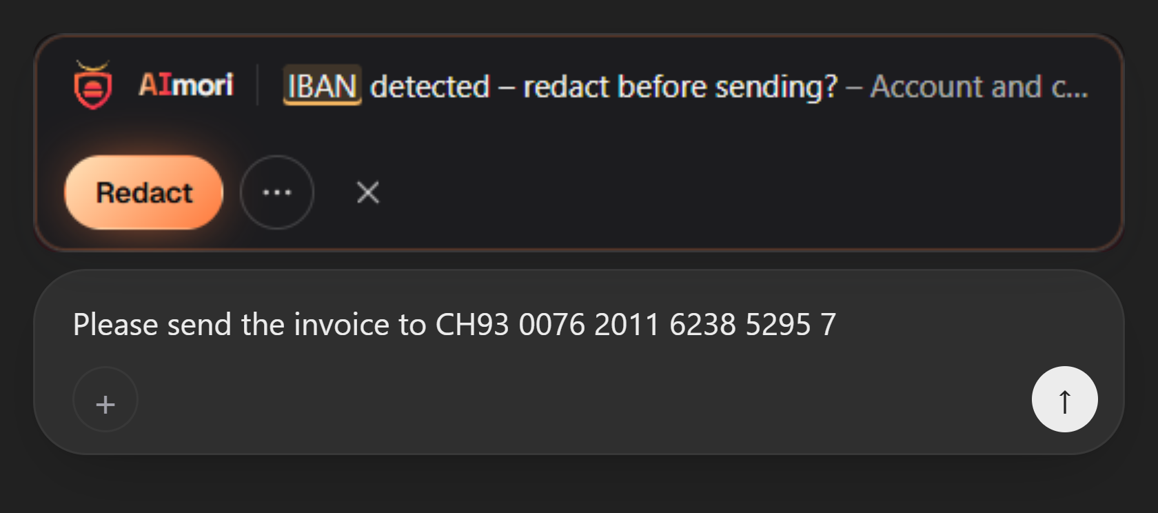 Warning bar above the input