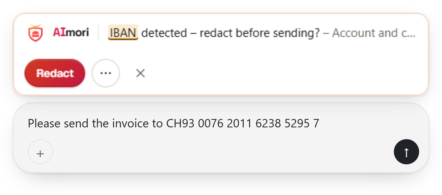 Warning bar above the input